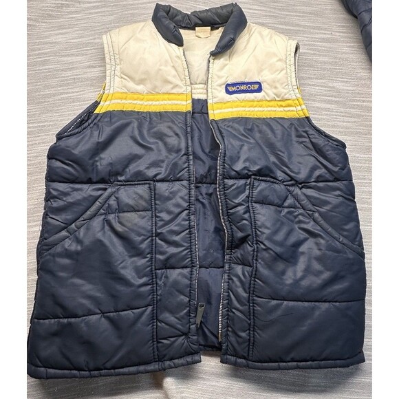 Vintage Ski Jacket Vest Weathercaster 70s 80s Blue Racing Ad Monroe Shocks SizeS - Picture 12 of 16